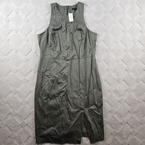 Banana Republic Sleeveless Midi Sheath Dress Womens 16 Split Hem Green Formal